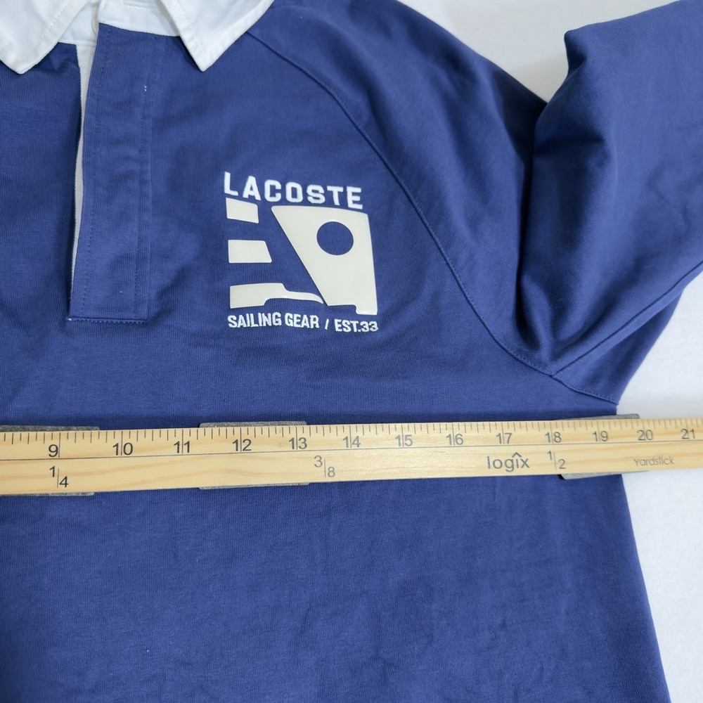 Lacoste Sailing Gear Long Sleeve Rugby Polo Shirt Blue Nautical Streetwear Large - Picture 7 of 15
